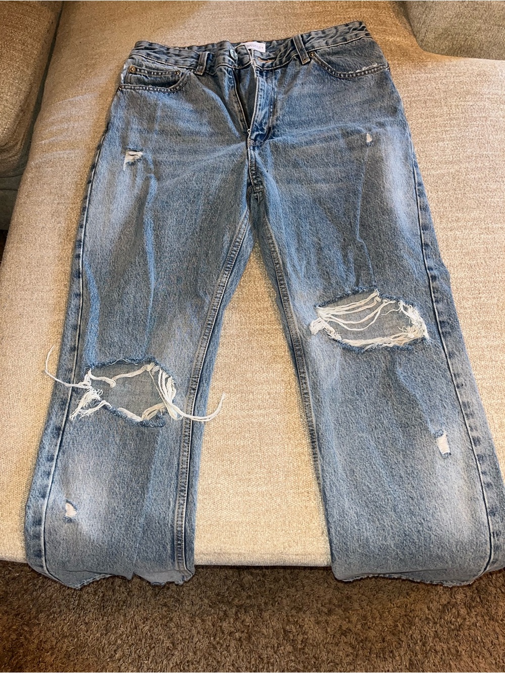 Zara Distressed Light Blue Boyfriend Jeans